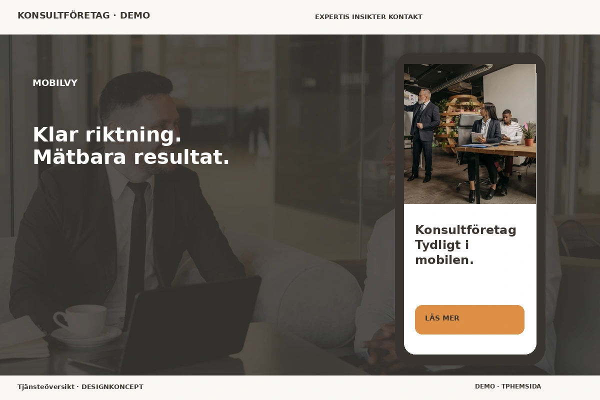 Tjänsteöversikt – Mobilvy för konsultföretag