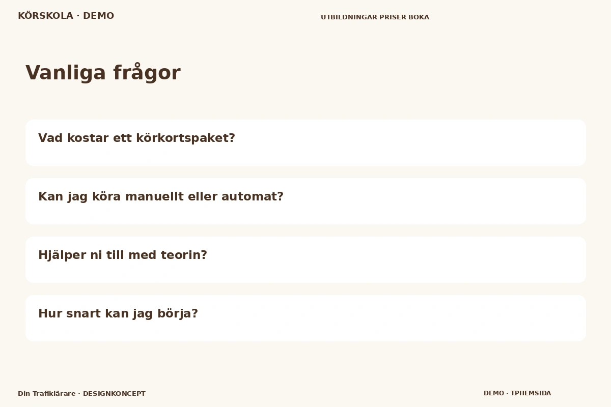 Din Trafiklärare – Vanliga frågor för körskola