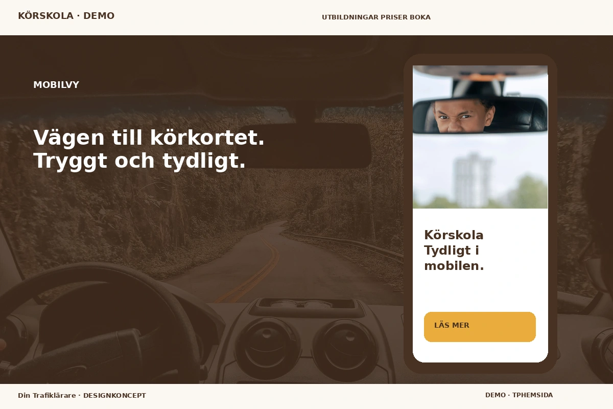 Din Trafiklärare – Mobilvy för körskola