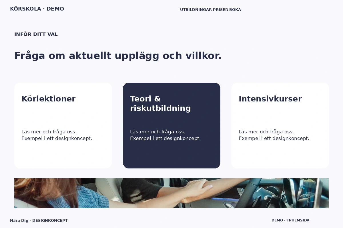 Nära Dig – Alternativ & villkor för körskola