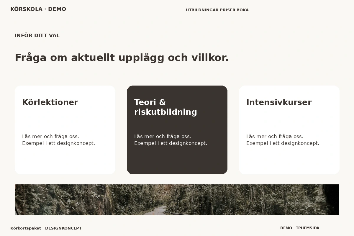 Körkortspaket – Alternativ & villkor för körskola