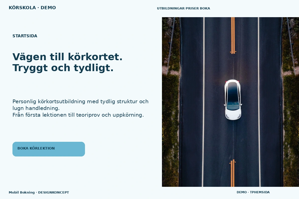Mobil Bokning – Startsida för körskola
