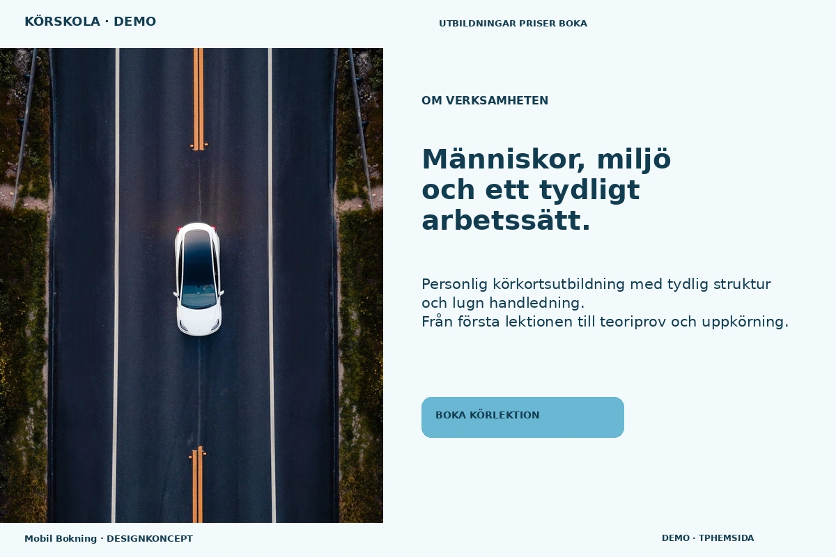 Mobil Bokning – Om verksamheten för körskola