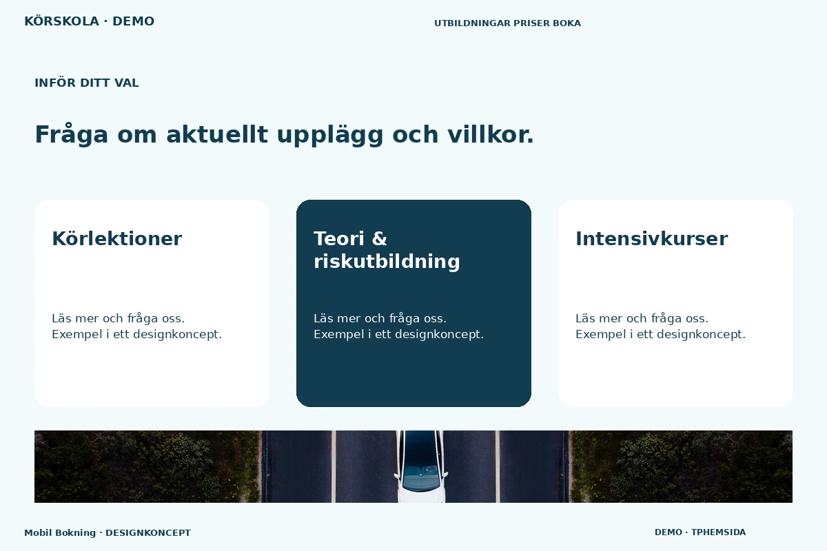 Mobil Bokning – Alternativ & villkor för körskola