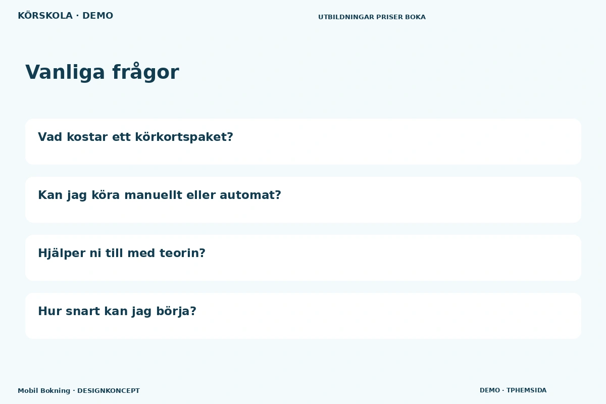 Mobil Bokning – Vanliga frågor för körskola