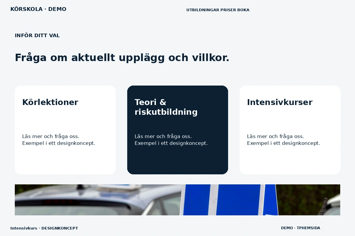 Intensivkurs – Alternativ & villkor för körskola