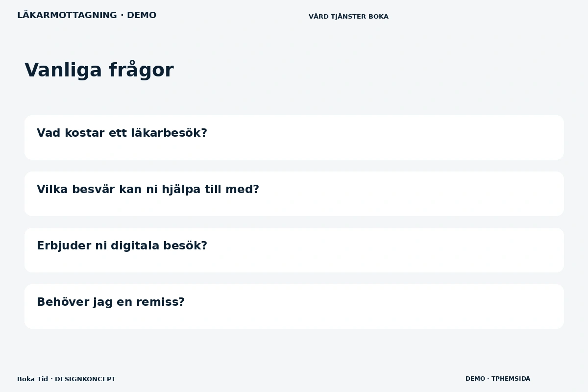 Boka Tid – Vanliga frågor för läkarmottagning
