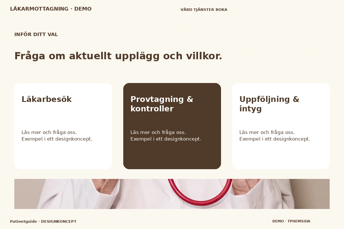 Patientguide – Alternativ & villkor för läkarmottagning