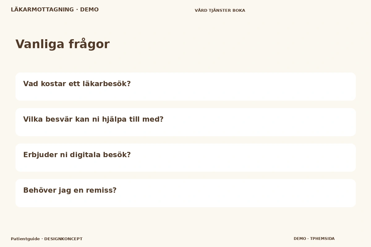 Patientguide – Vanliga frågor för läkarmottagning