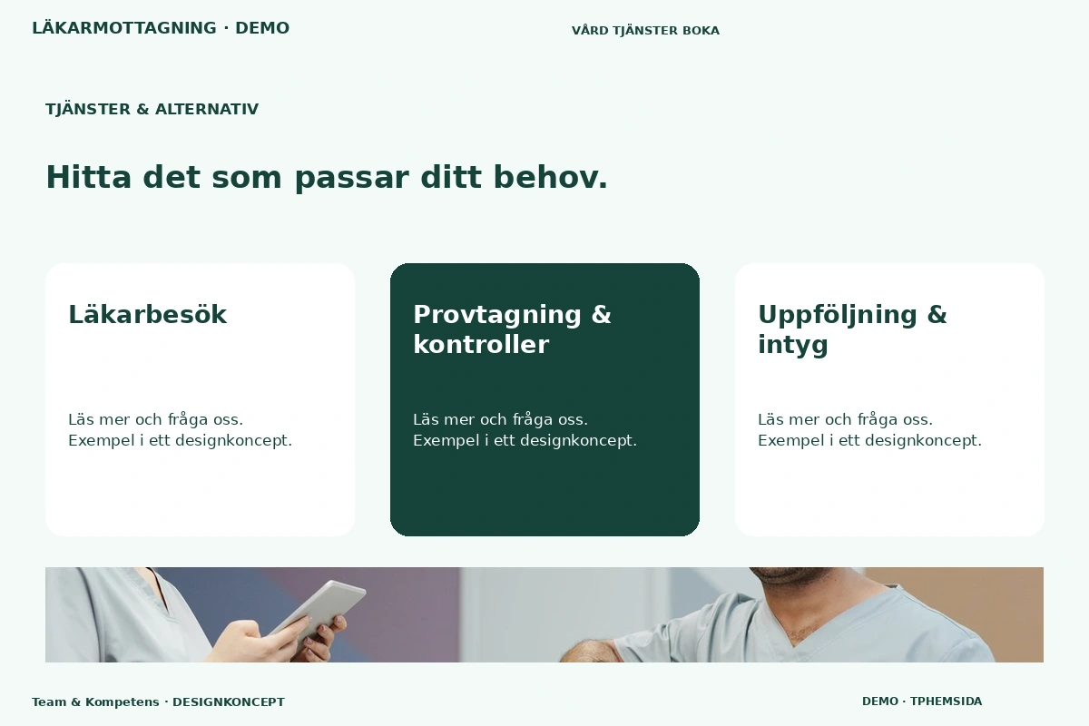 Team & Kompetens – Tjänster & alternativ för läkarmottagning