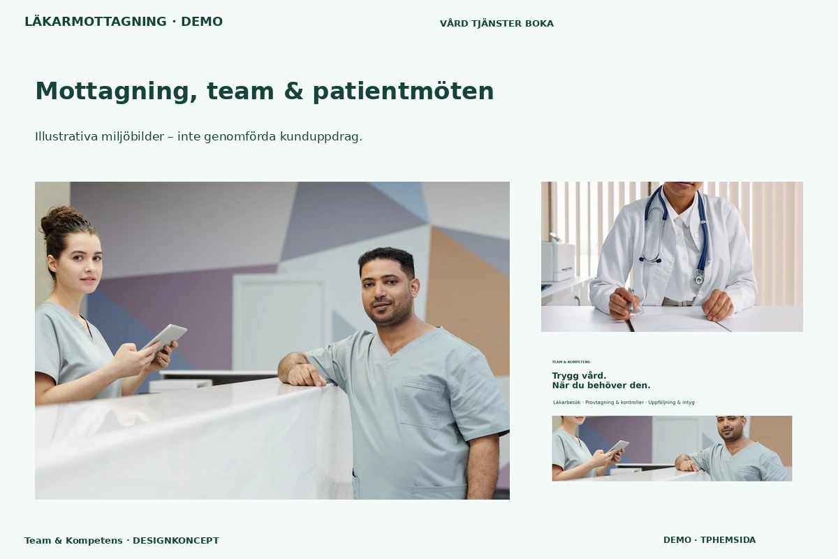 Team & Kompetens – Mottagning, team & patientmöten för läkarmottagning