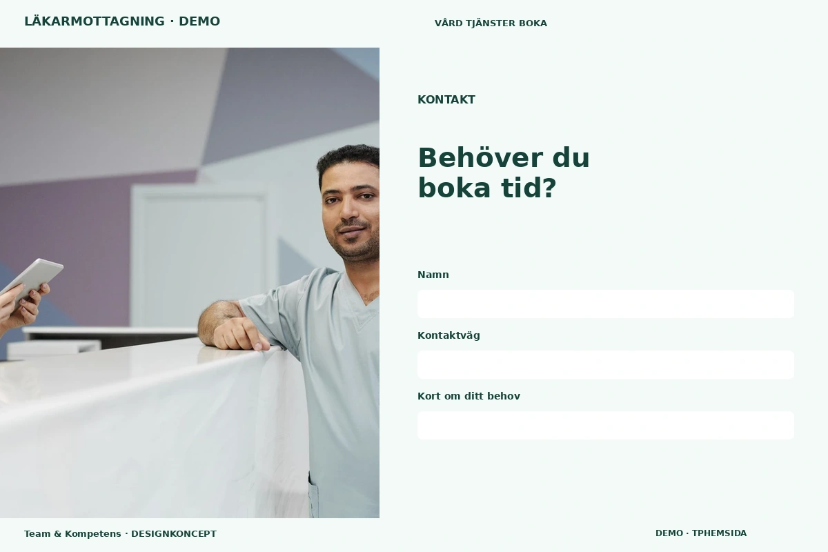 Team & Kompetens – Kontakt för läkarmottagning
