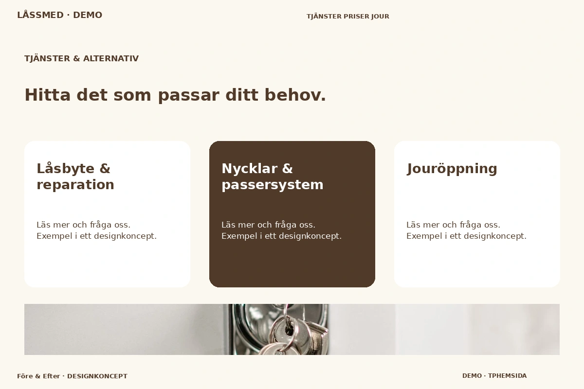 Före & Efter – Tjänster & alternativ för låssmed