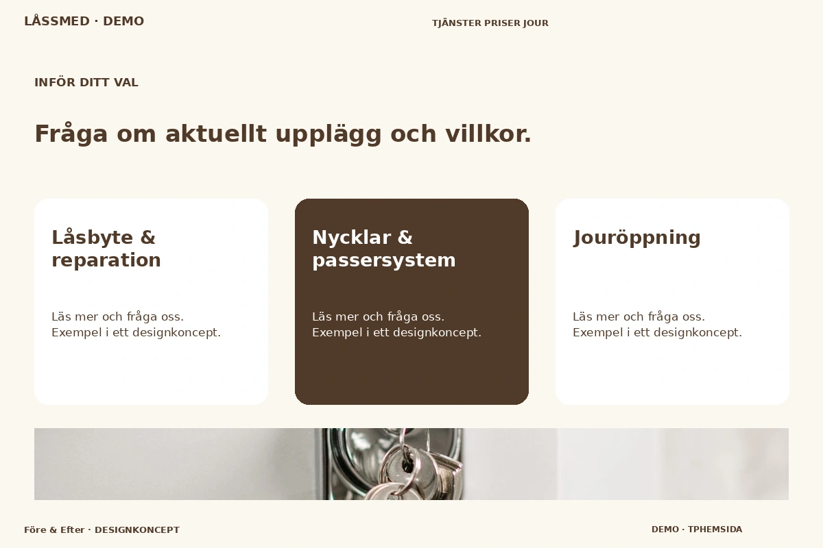 Före & Efter – Alternativ & villkor för låssmed