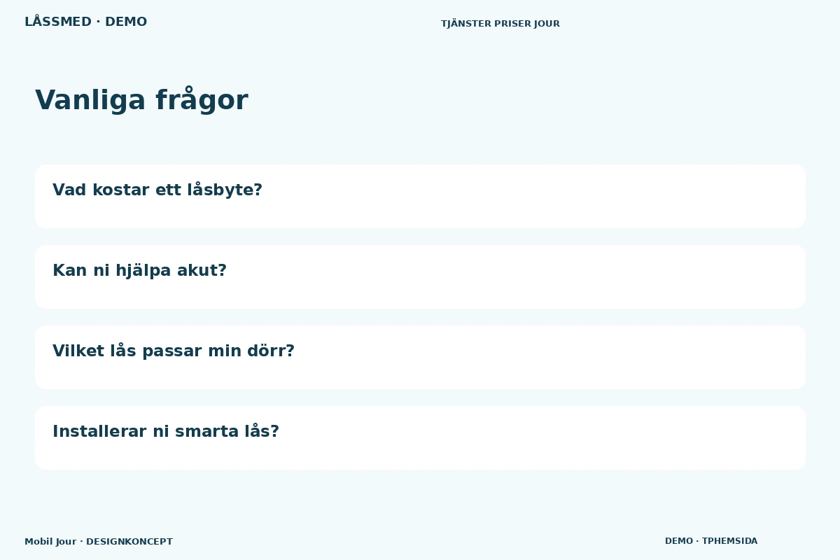 Mobil Jour – Vanliga frågor för låssmed