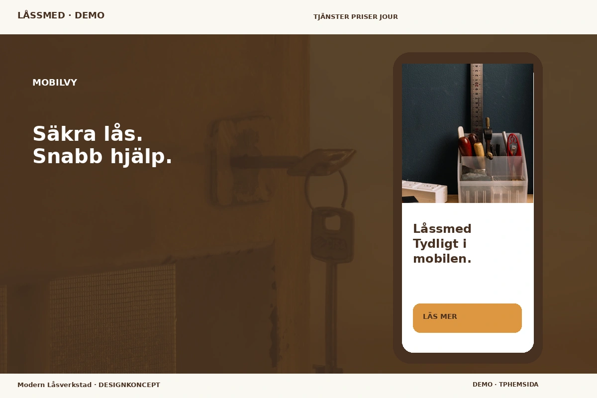 Modern Låsverkstad – Mobilvy för låssmed