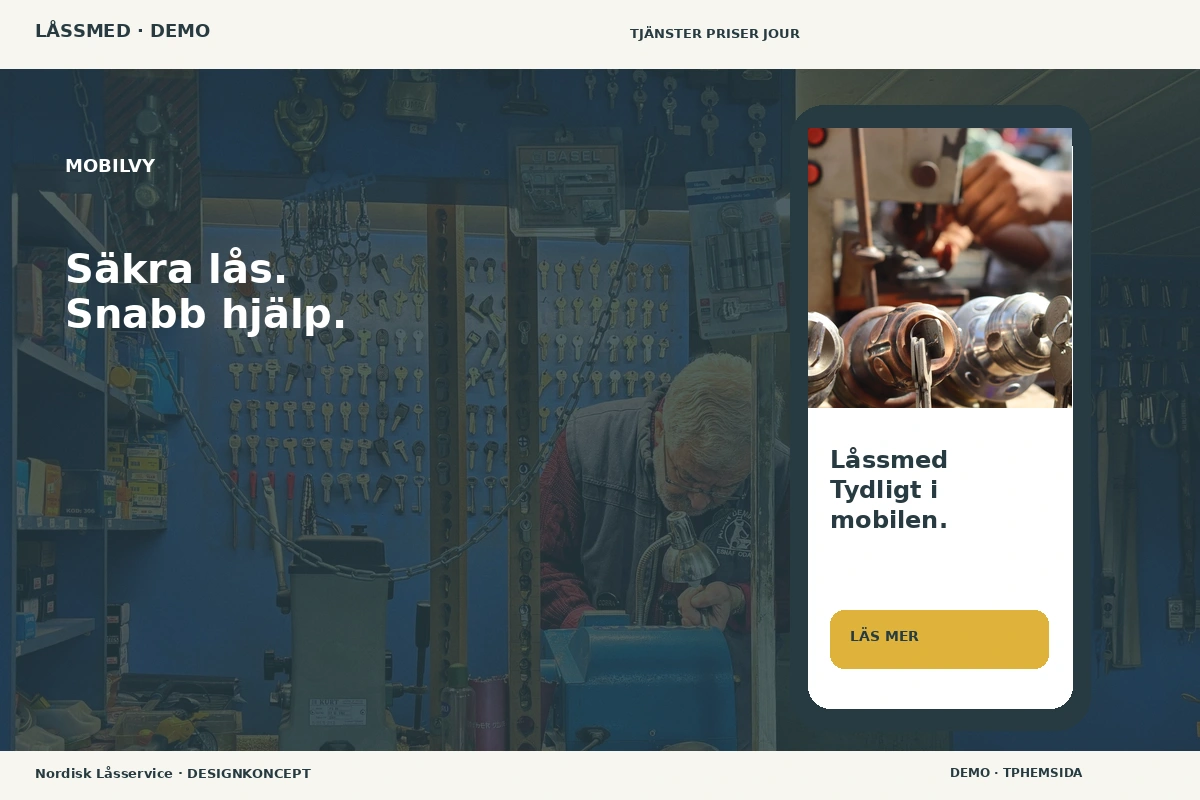Nordisk Låsservice – Mobilvy för låssmed