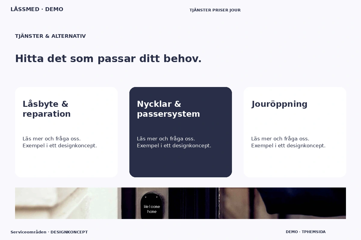 Serviceområden – Tjänster & alternativ för låssmed