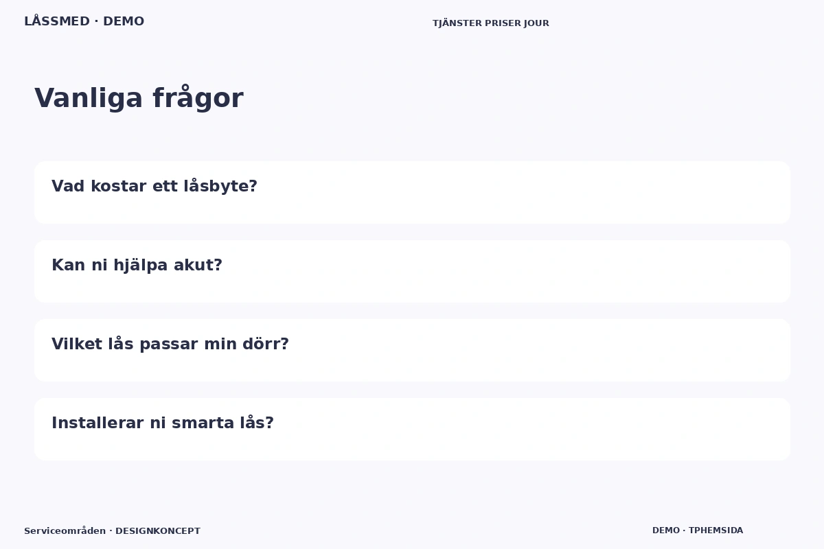 Serviceområden – Vanliga frågor för låssmed