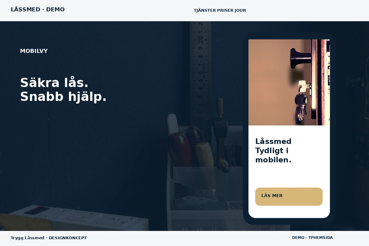 Trygg Låssmed – Mobilvy för låssmed