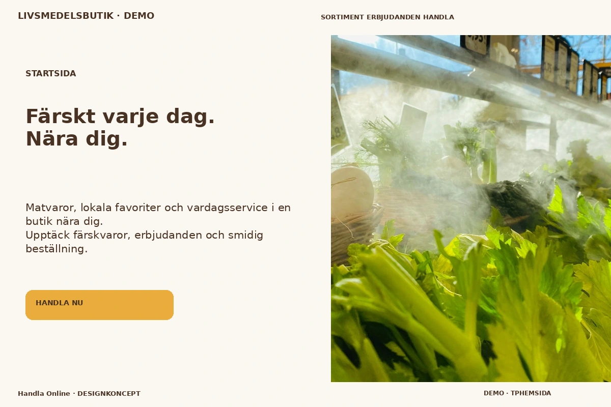 Handla Online – Startsida för livsmedelsbutik