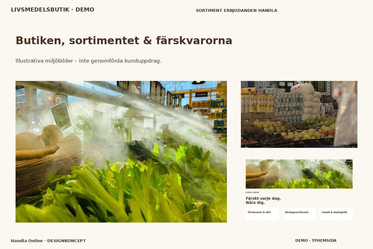 Handla Online – Butiken, sortimentet & färskvarorna för livsmedelsbutik