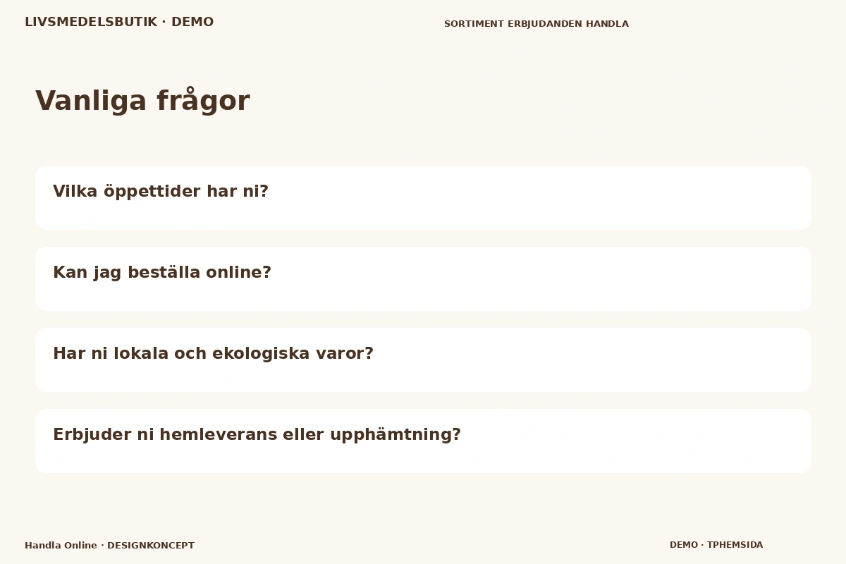 Handla Online – Vanliga frågor för livsmedelsbutik