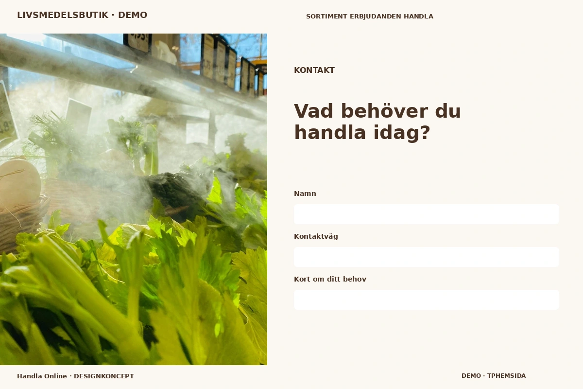 Handla Online – Kontakt för livsmedelsbutik