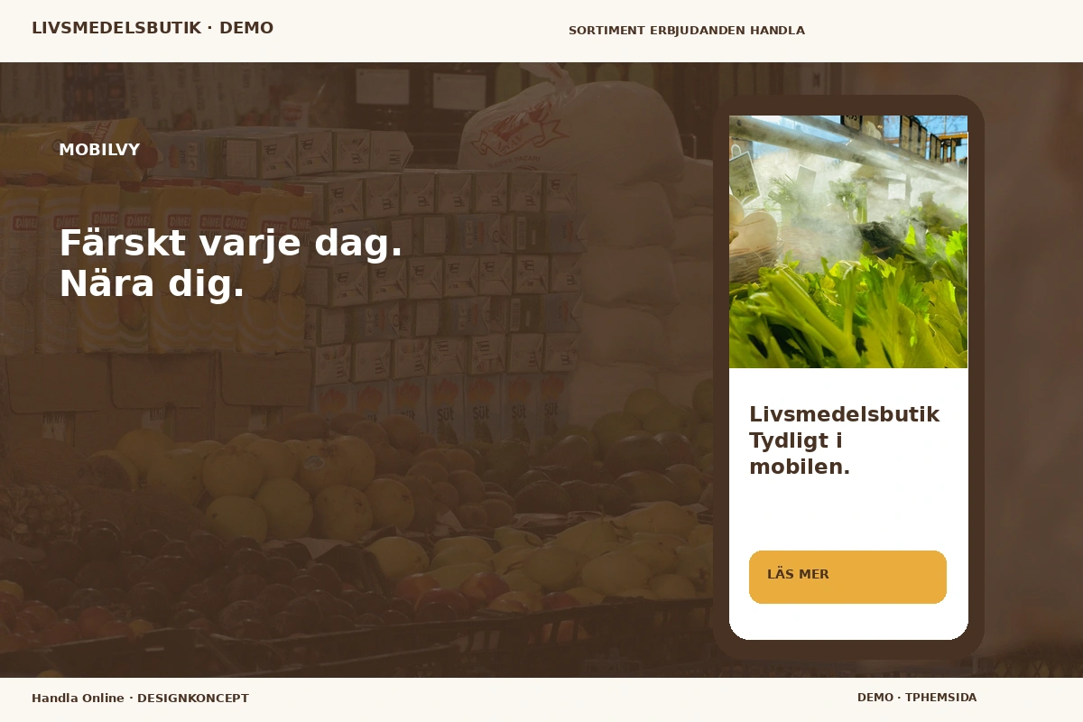 Handla Online – Mobilvy för livsmedelsbutik