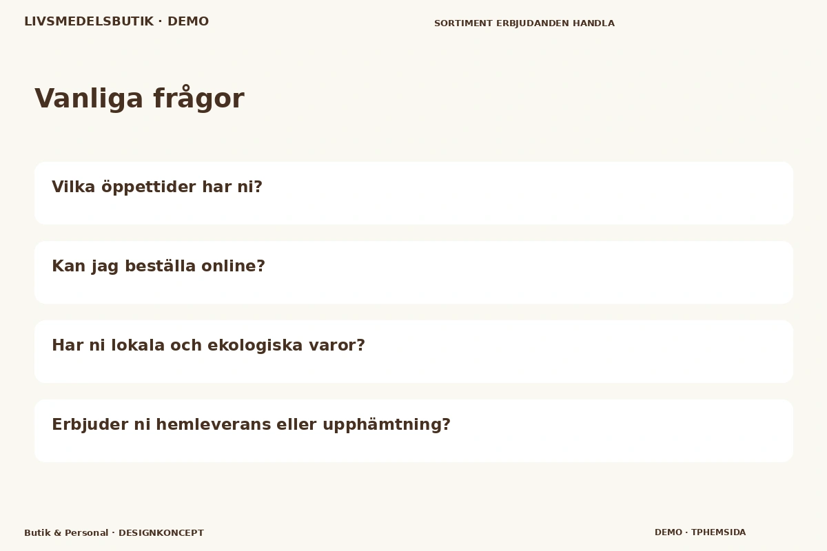 Butik & Personal – Vanliga frågor för livsmedelsbutik