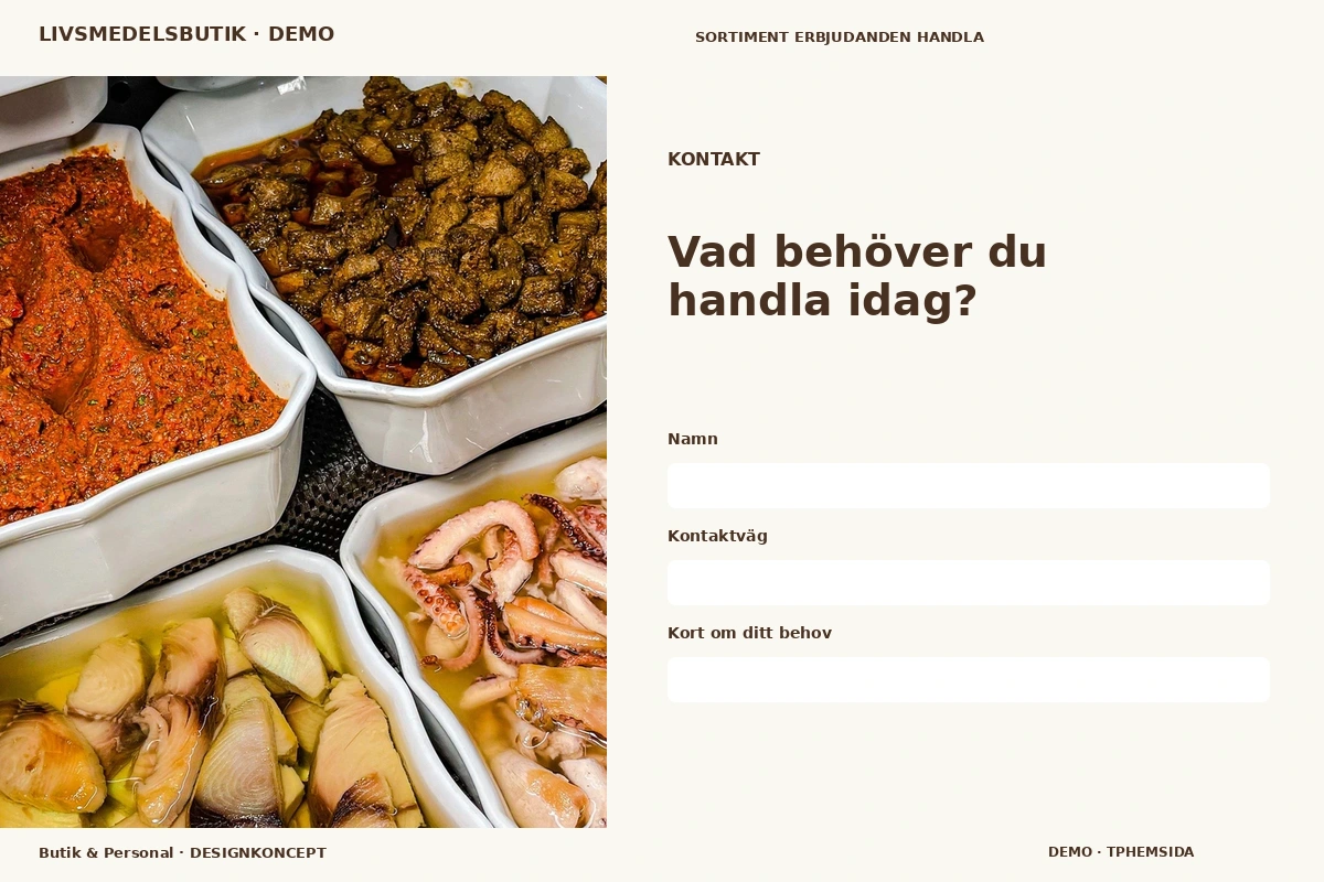 Butik & Personal – Kontakt för livsmedelsbutik