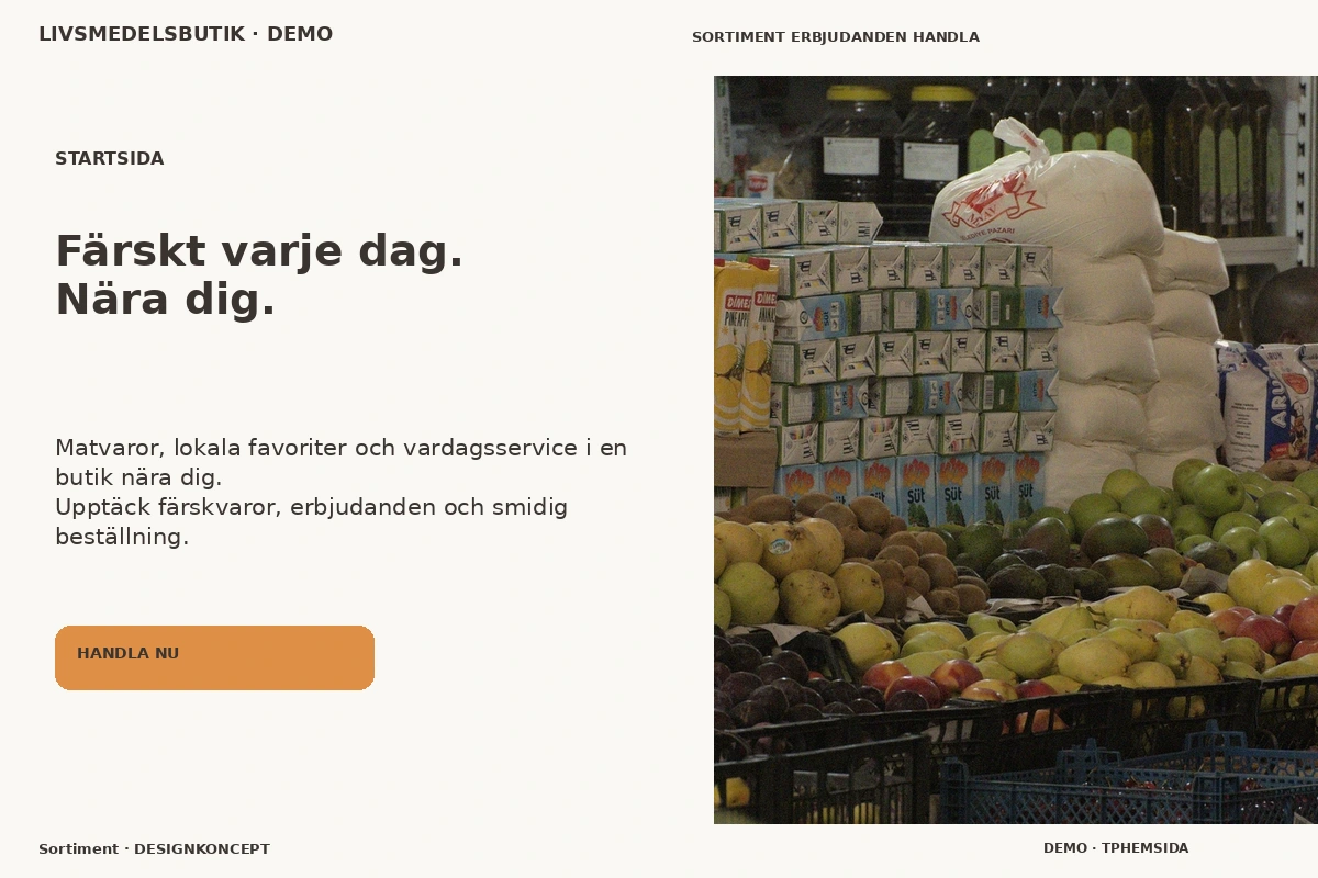 Sortiment – Startsida för livsmedelsbutik
