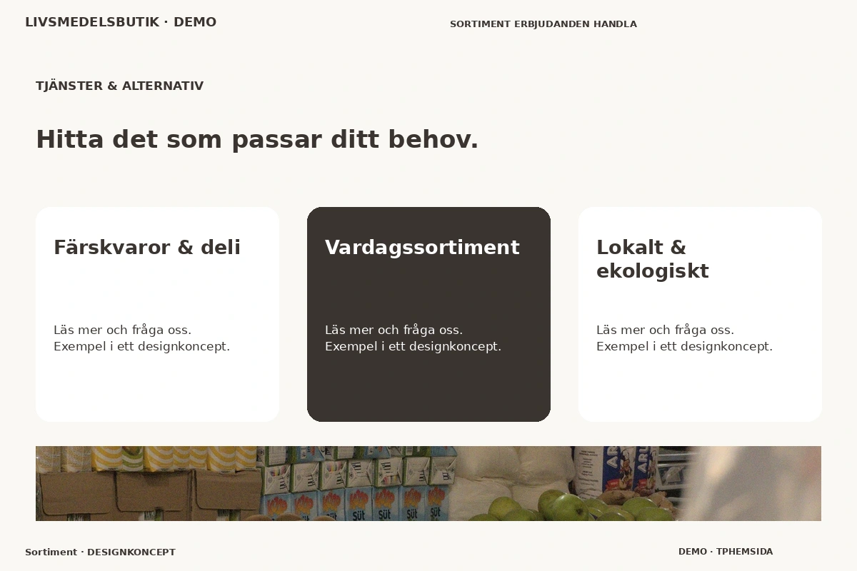 Sortiment – Tjänster & alternativ för livsmedelsbutik