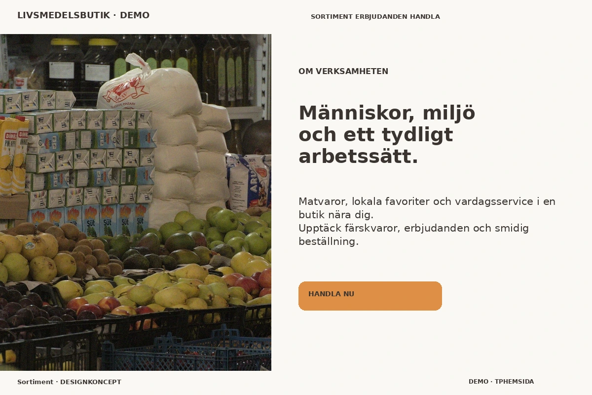 Sortiment – Om verksamheten för livsmedelsbutik
