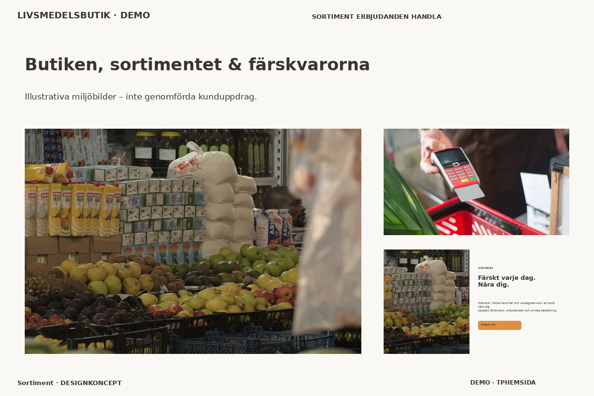 Sortiment – Butiken, sortimentet & färskvarorna för livsmedelsbutik