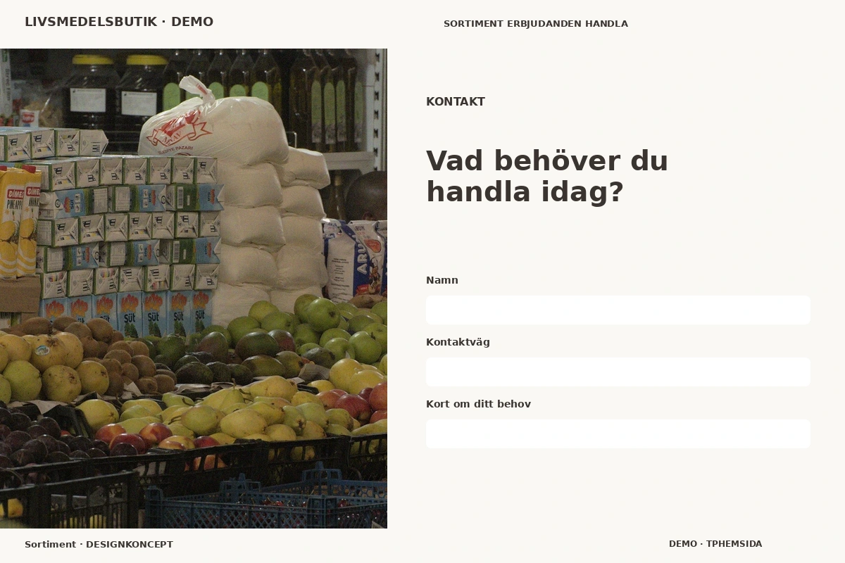 Sortiment – Kontakt för livsmedelsbutik