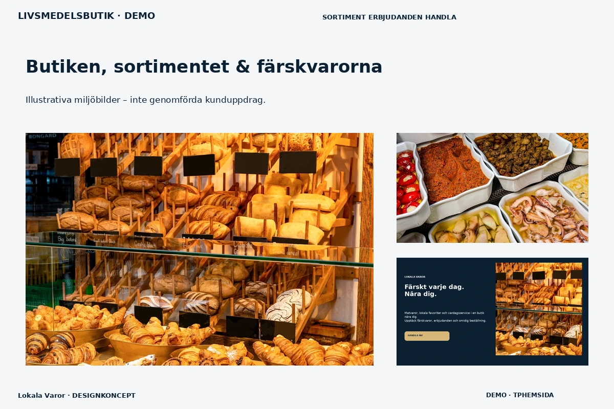 Lokala Varor – Butiken, sortimentet & färskvarorna för livsmedelsbutik