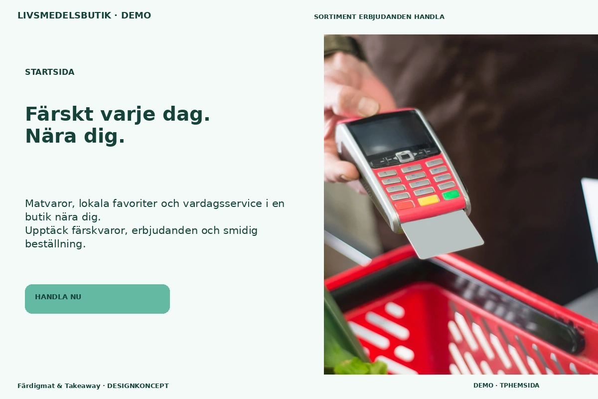 Färdigmat & Takeaway – Startsida för livsmedelsbutik