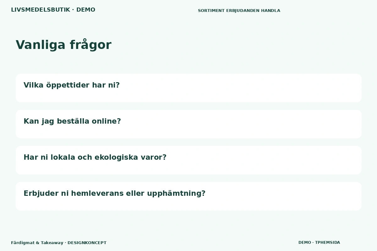 Färdigmat & Takeaway – Vanliga frågor för livsmedelsbutik