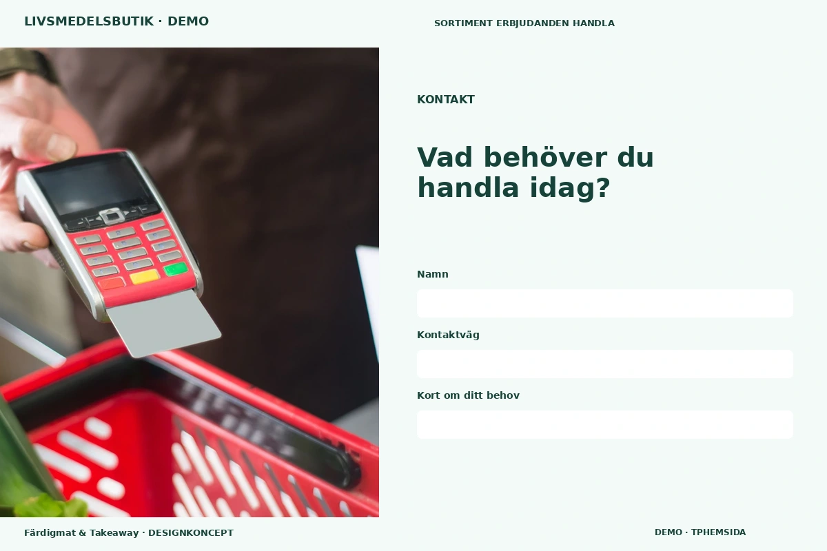 Färdigmat & Takeaway – Kontakt för livsmedelsbutik