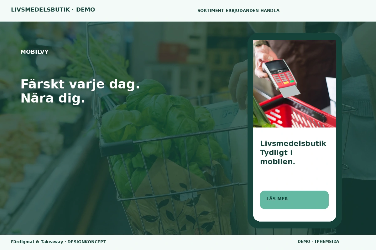 Färdigmat & Takeaway – Mobilvy för livsmedelsbutik