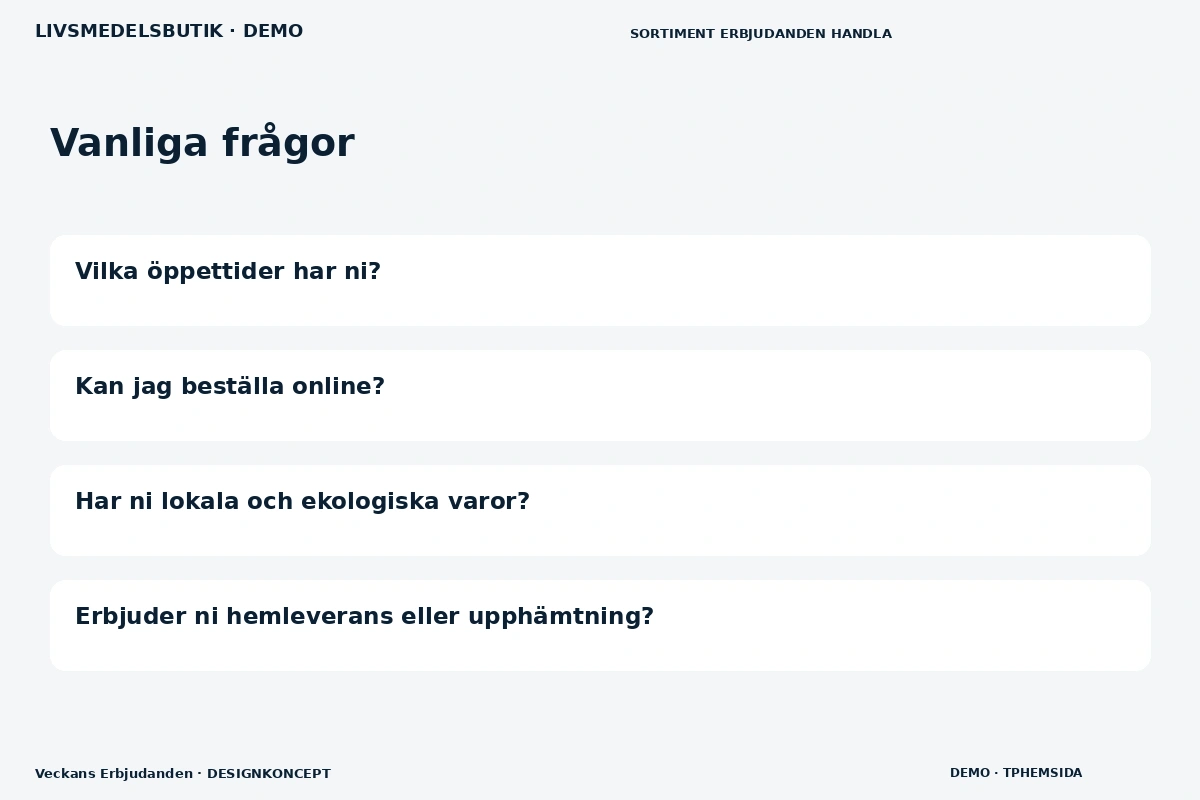 Veckans Erbjudanden – Vanliga frågor för livsmedelsbutik