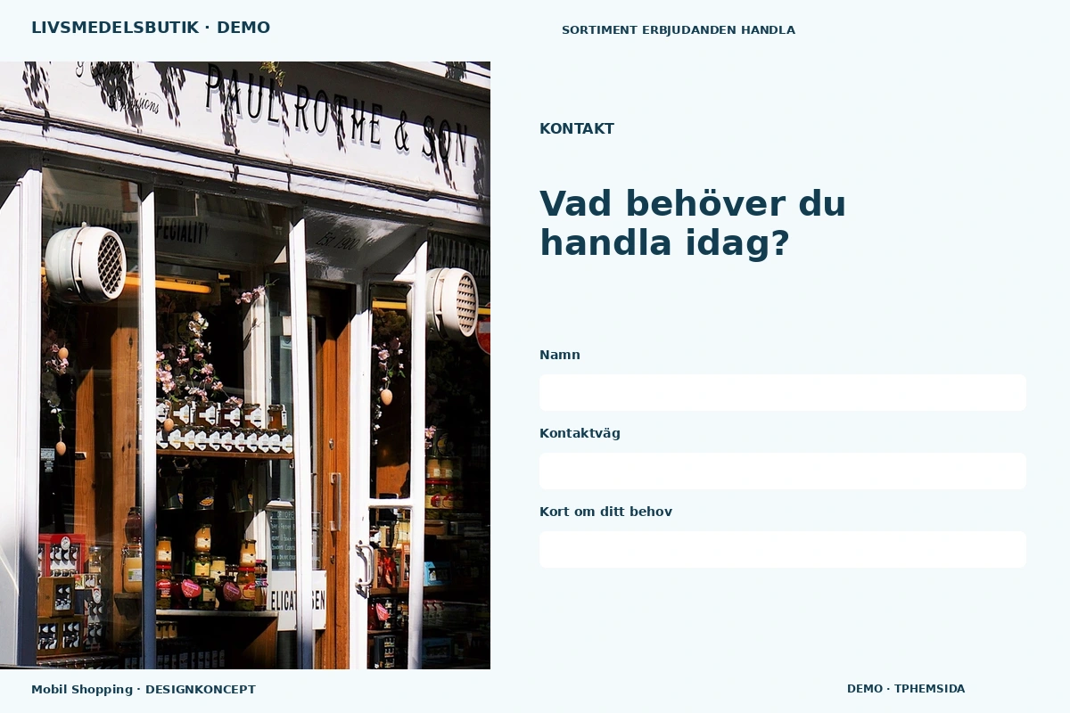 Mobil Shopping – Kontakt för livsmedelsbutik