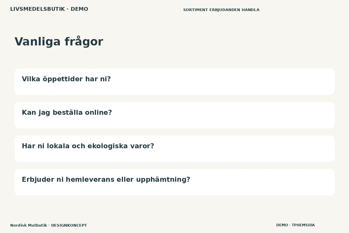 Nordisk Matbutik – Vanliga frågor för livsmedelsbutik