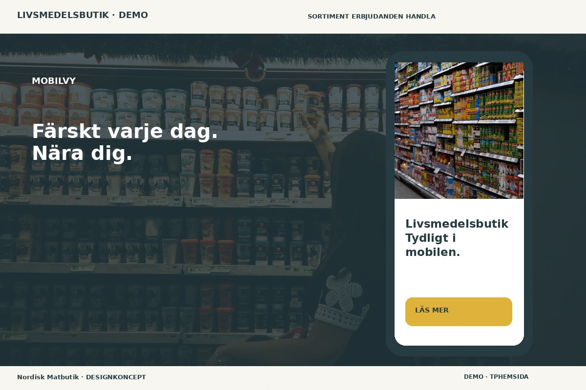 Nordisk Matbutik – Mobilvy för livsmedelsbutik