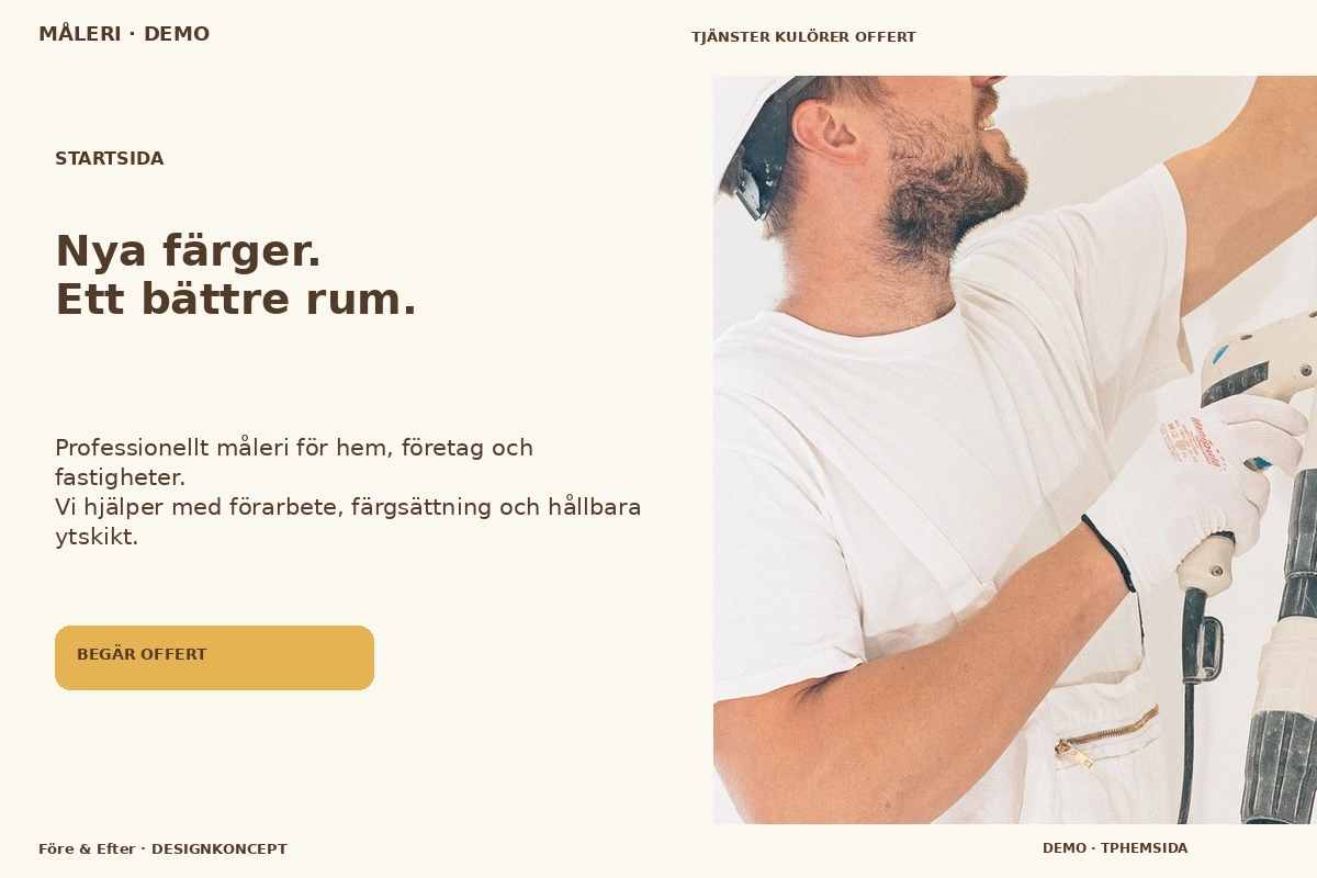 Före & Efter – Startsida för måleri