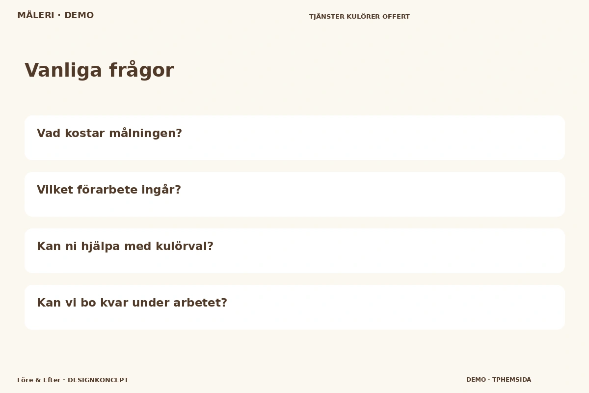 Före & Efter – Vanliga frågor för måleri