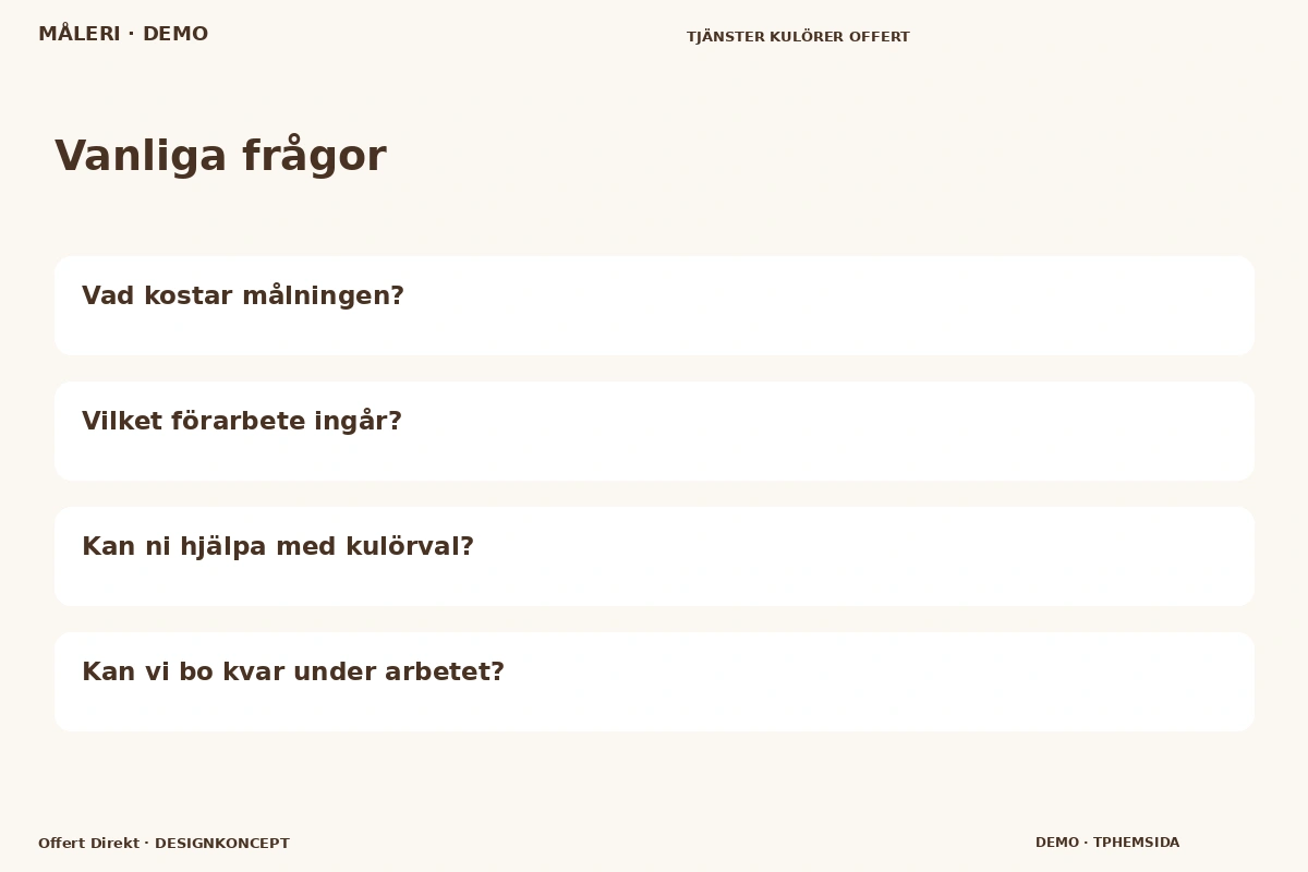 Offert Direkt – Vanliga frågor för måleri