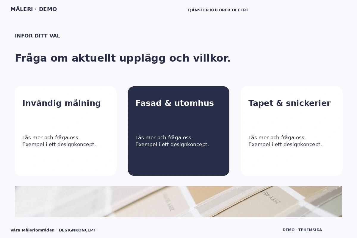 Våra Måleriområden – Alternativ & villkor för måleri