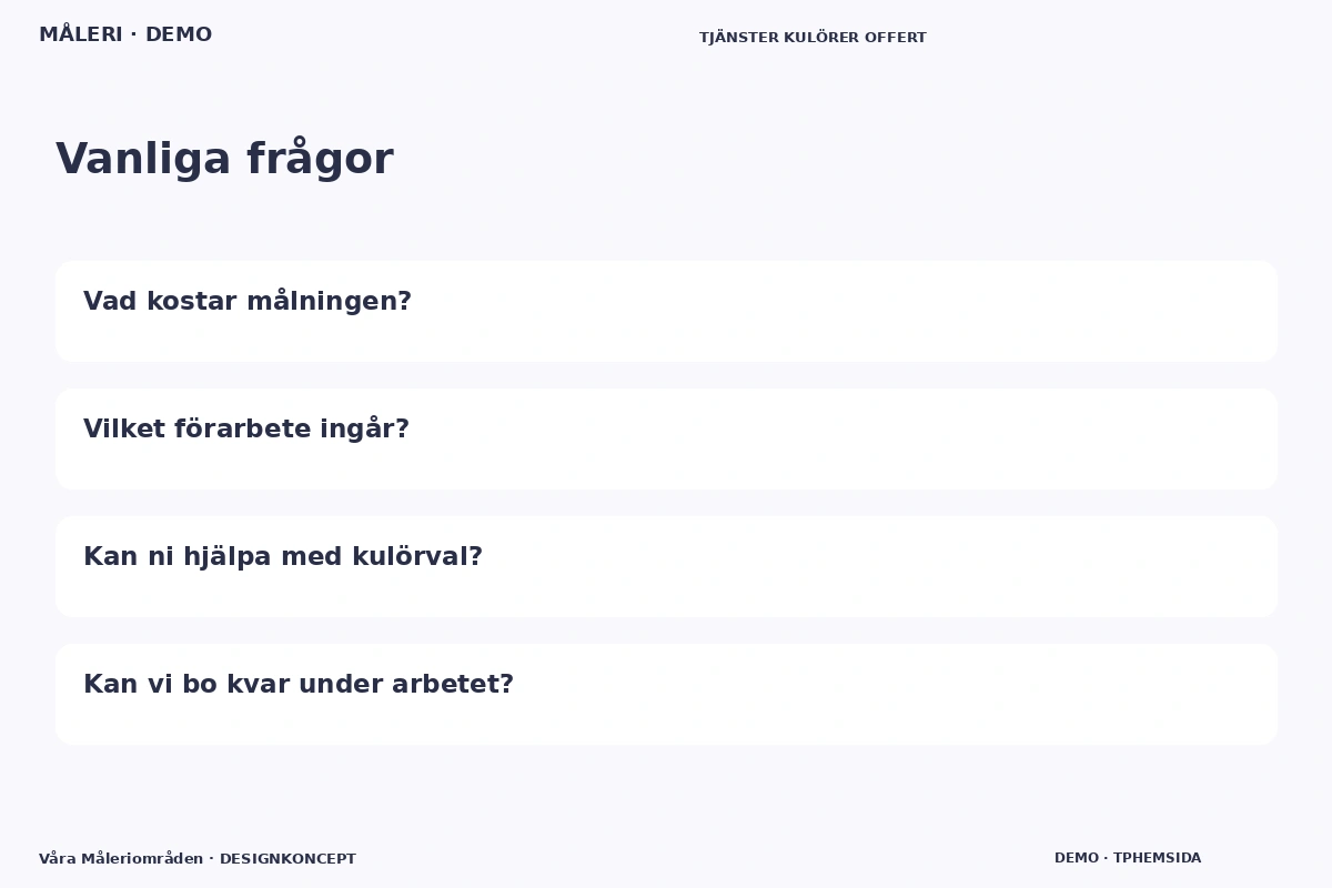 Våra Måleriområden – Vanliga frågor för måleri